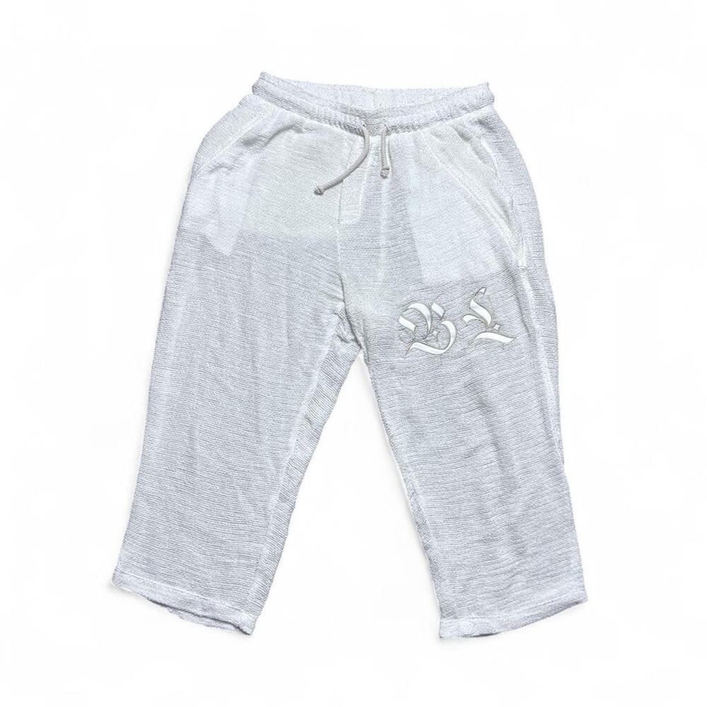 Boys Lie Baseball Pants Embroidered White Cotton Boucle Sweatpants Medium